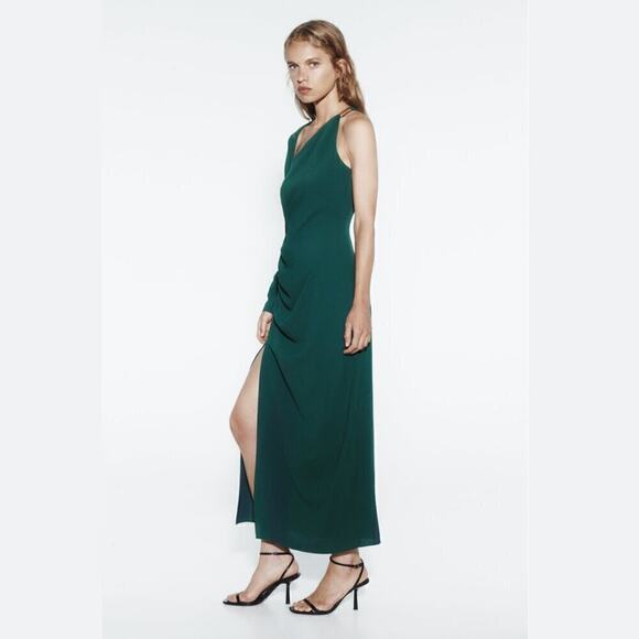 ZARA Ruched Midi Dress NWT - Picture 13 of 16